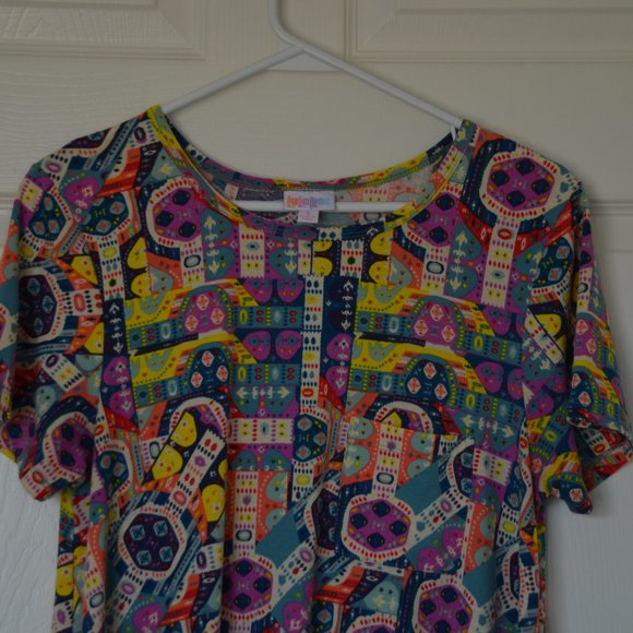 LuLaRoe Funky Pattern Carly Style Dress w Pocket - Picture 4 of 13